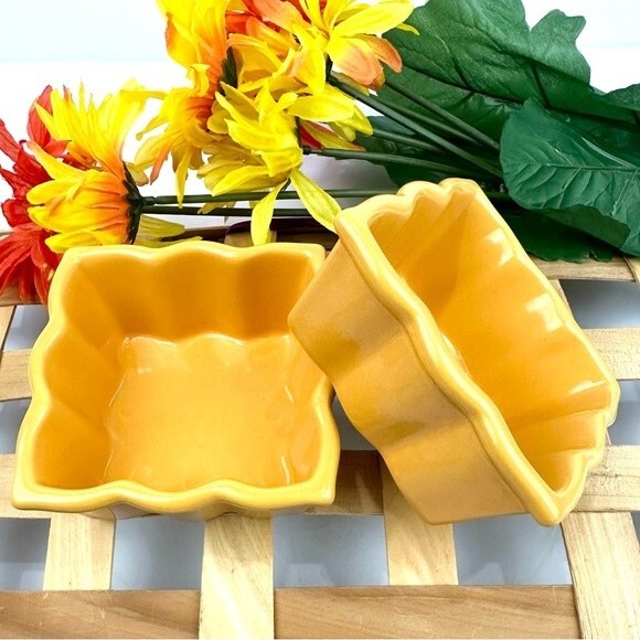 Pier 1 Imports Stoneware 1 Cup Bowls Orange Set of 2 - Picture 1 of 4